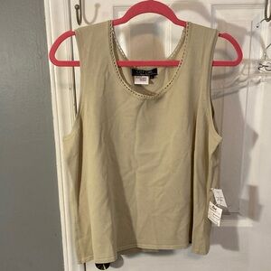 City Girl Tan Cream Sleeveless Tank Top Size L NWT